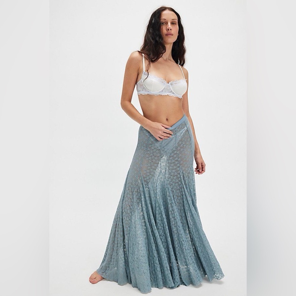nwt free people kiss kiss half slip, size xs, citadel blue